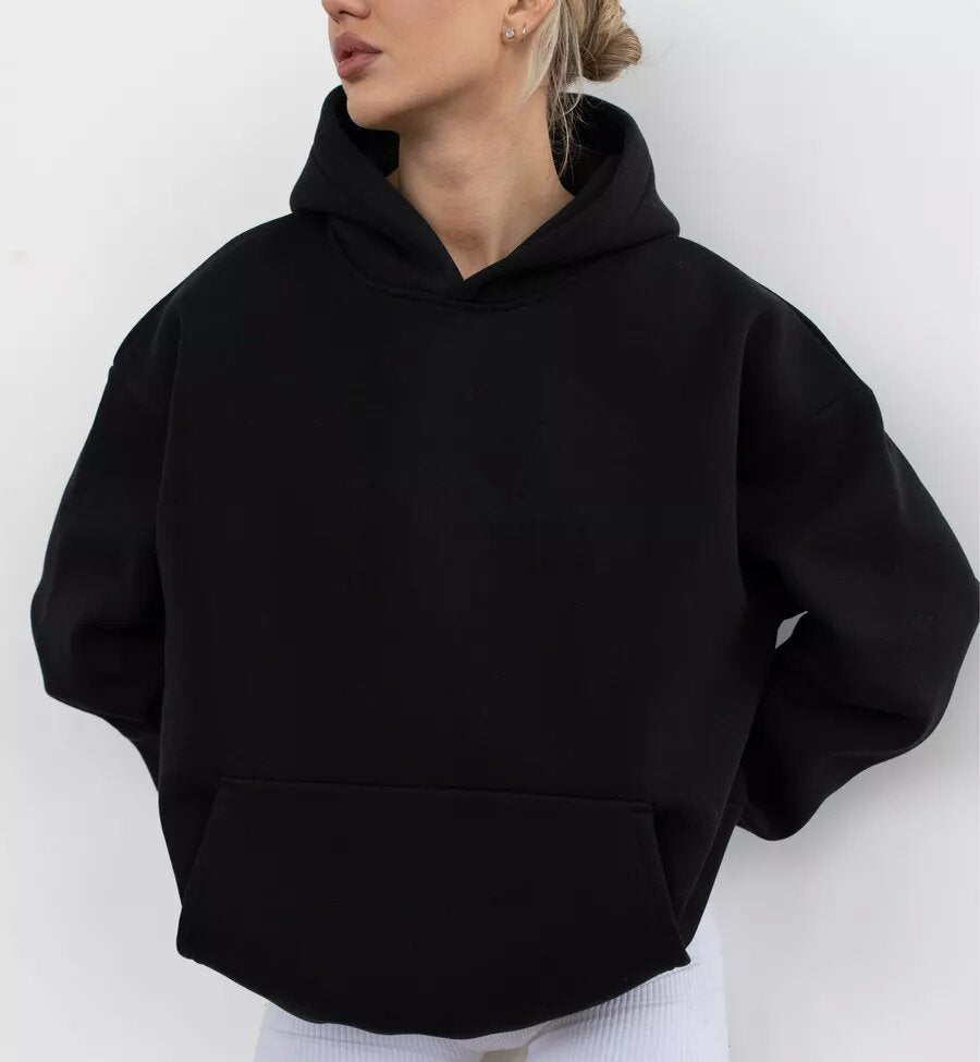 Women's Oversized Fleece Hoodie in Black