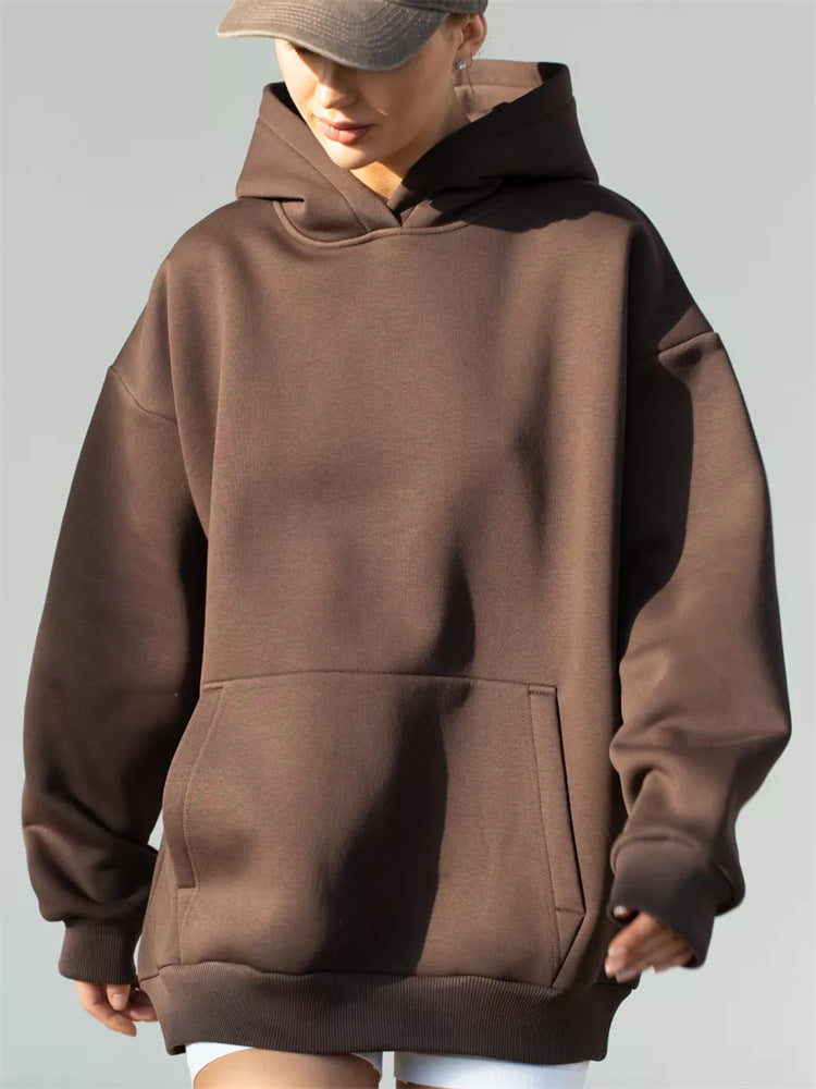 Women's Oversized Fleece Hoodie in Brown