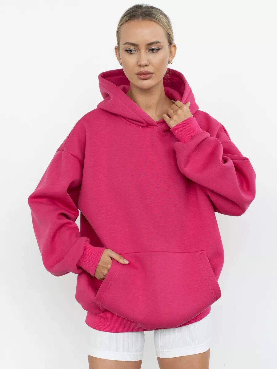 Women's Oversized Fleece Hoodie in Fuchsia