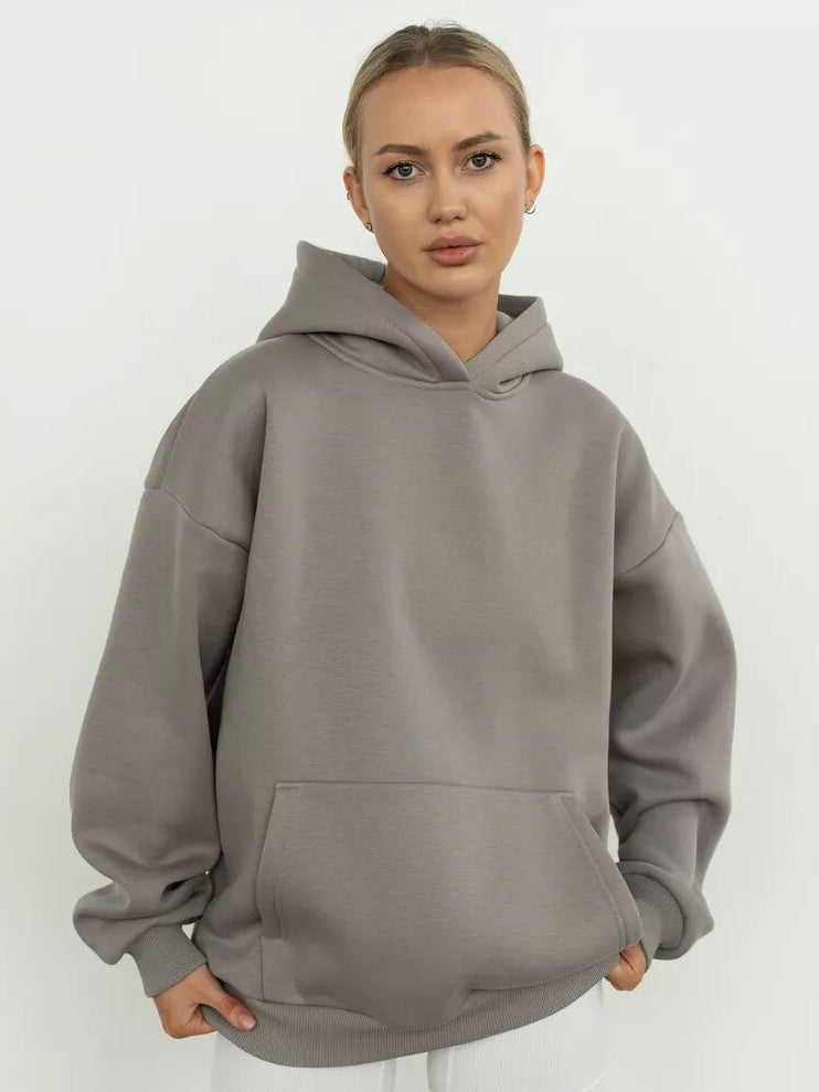 Women's Oversized Fleece Hoodie in Grey