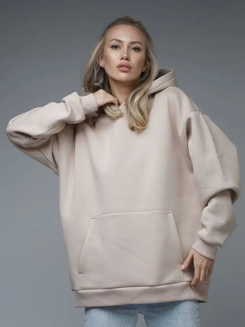 Women's Oversized Fleece Hoodie in Khaki