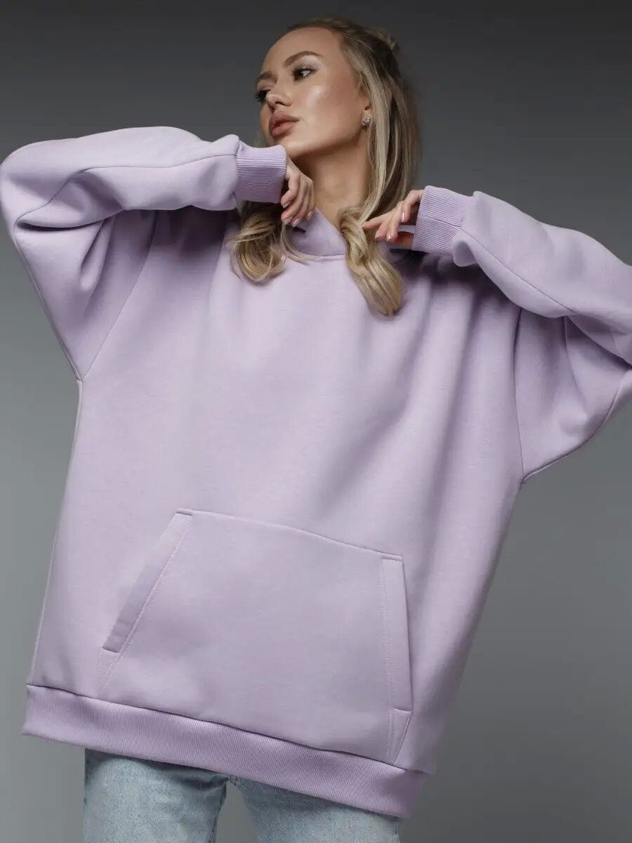 Women's Oversized Fleece Hoodie in Light Lilac