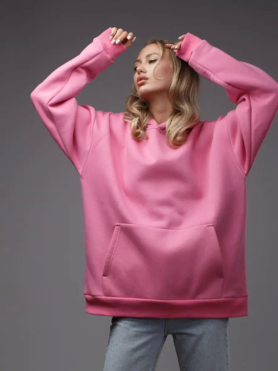 Women's Oversized Fleece Hoodie in Pink