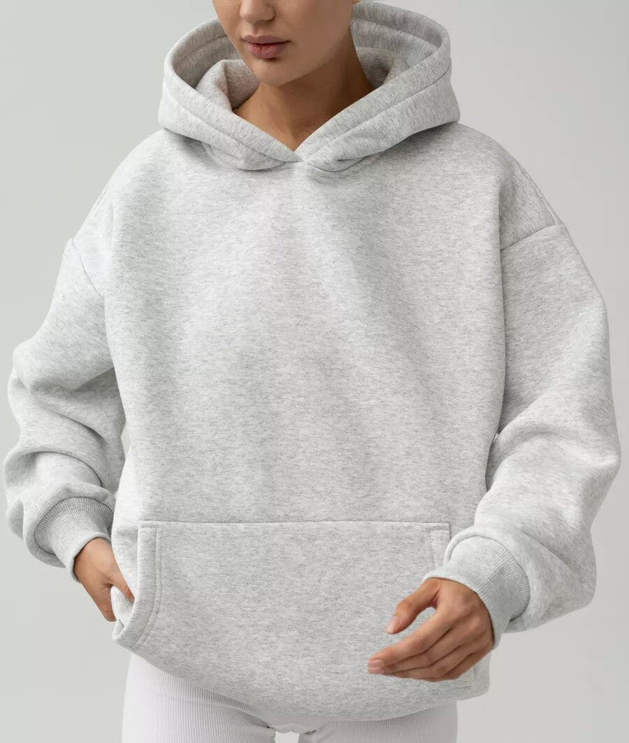 Women's Oversized Fleece Hoodie in Silver Grey