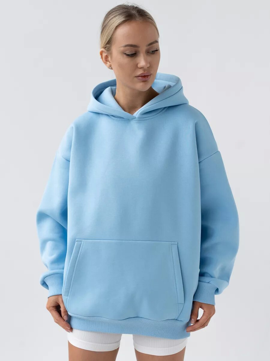Women's Oversized Fleece Hoodie in Sky Blue