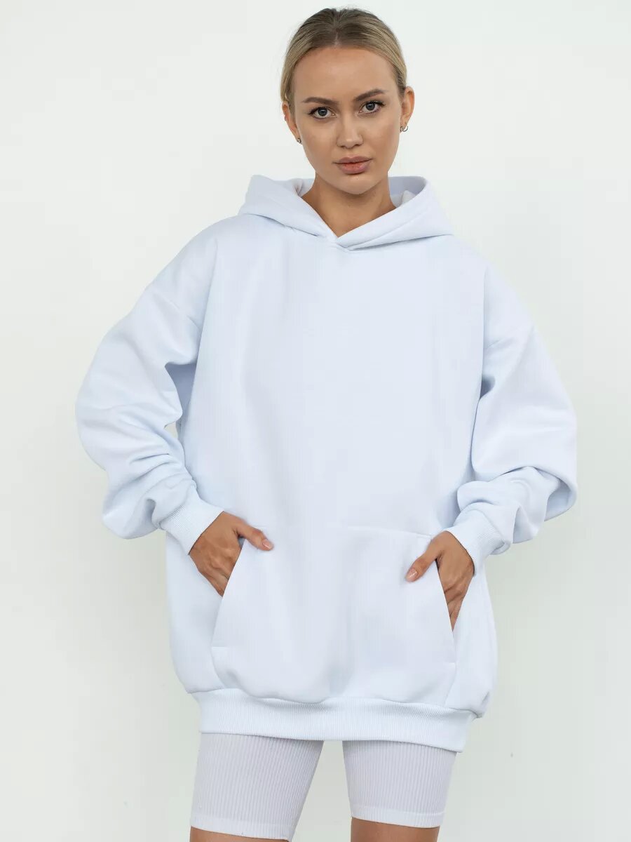 Women's Oversized Fleece Hoodie in White
