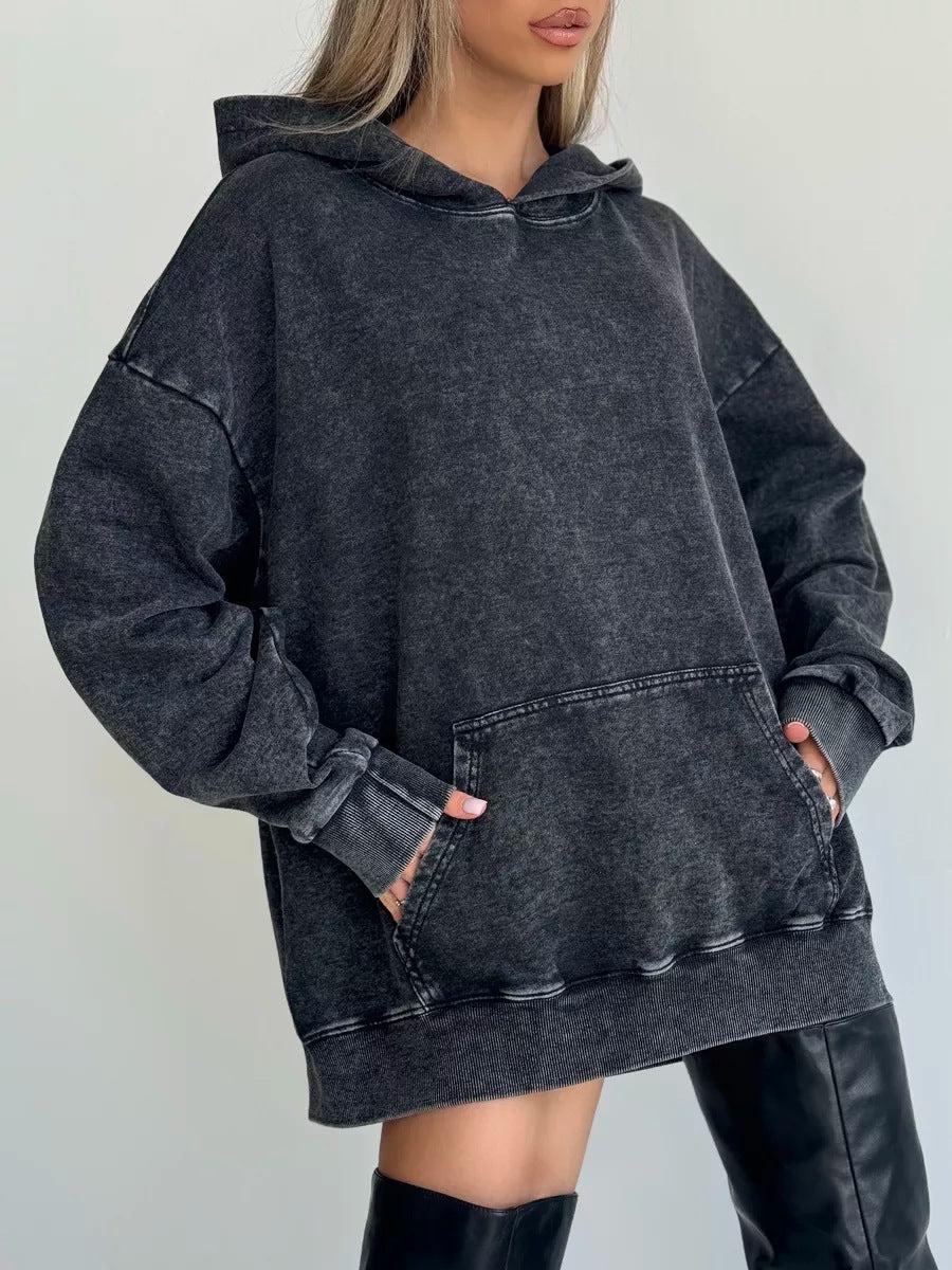 Women's Oversized Hoodie in Washed Black
