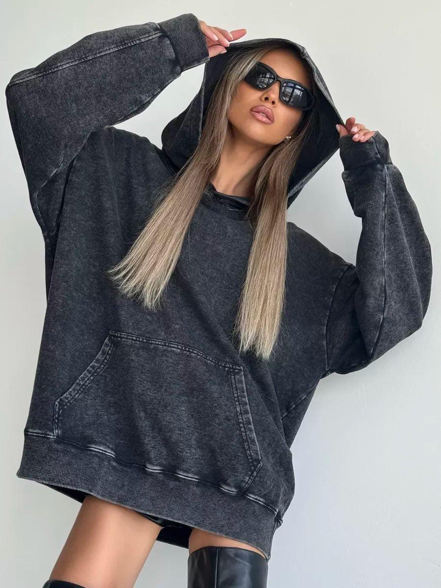 Women's Oversized Hoodie in Washed Black