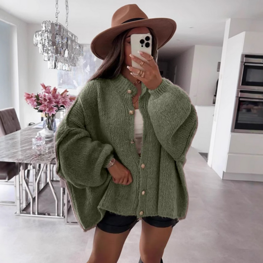 Women's Oversized Knit Cardigan in Green