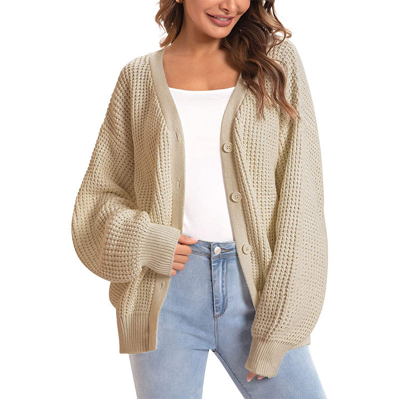 Women's Oversized Knit Cardigan in Khaki