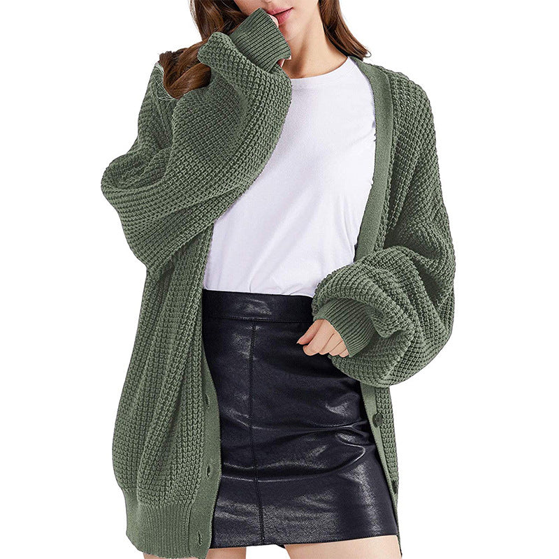 Women's Oversized Knit Cardigan in Olive Green