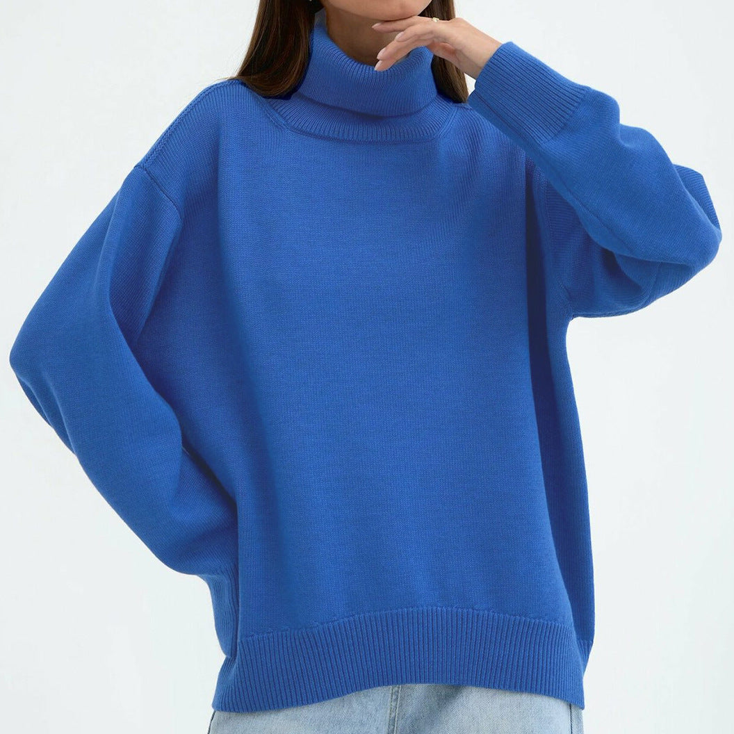Women's Oversized Turtleneck Sweater in Blue