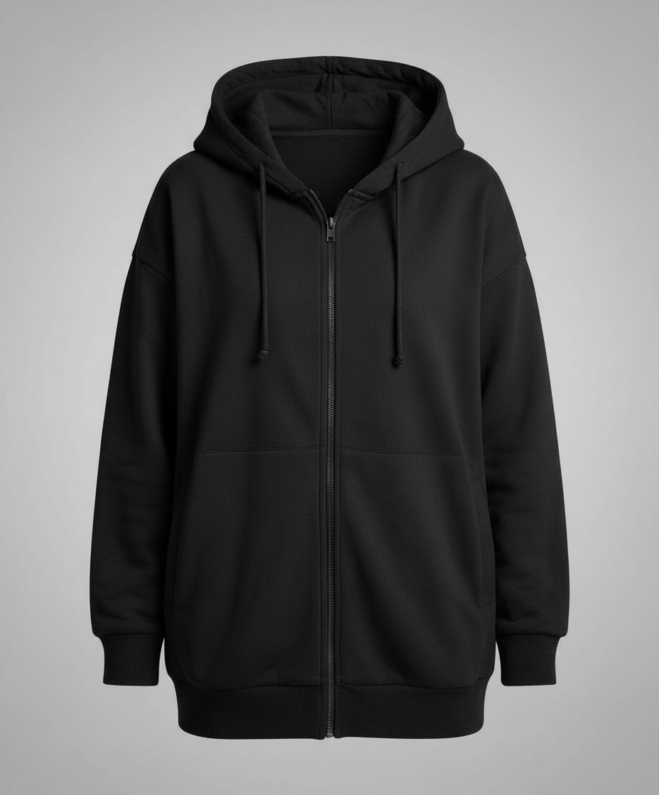Women's Oversized Zip Hoodie in Black