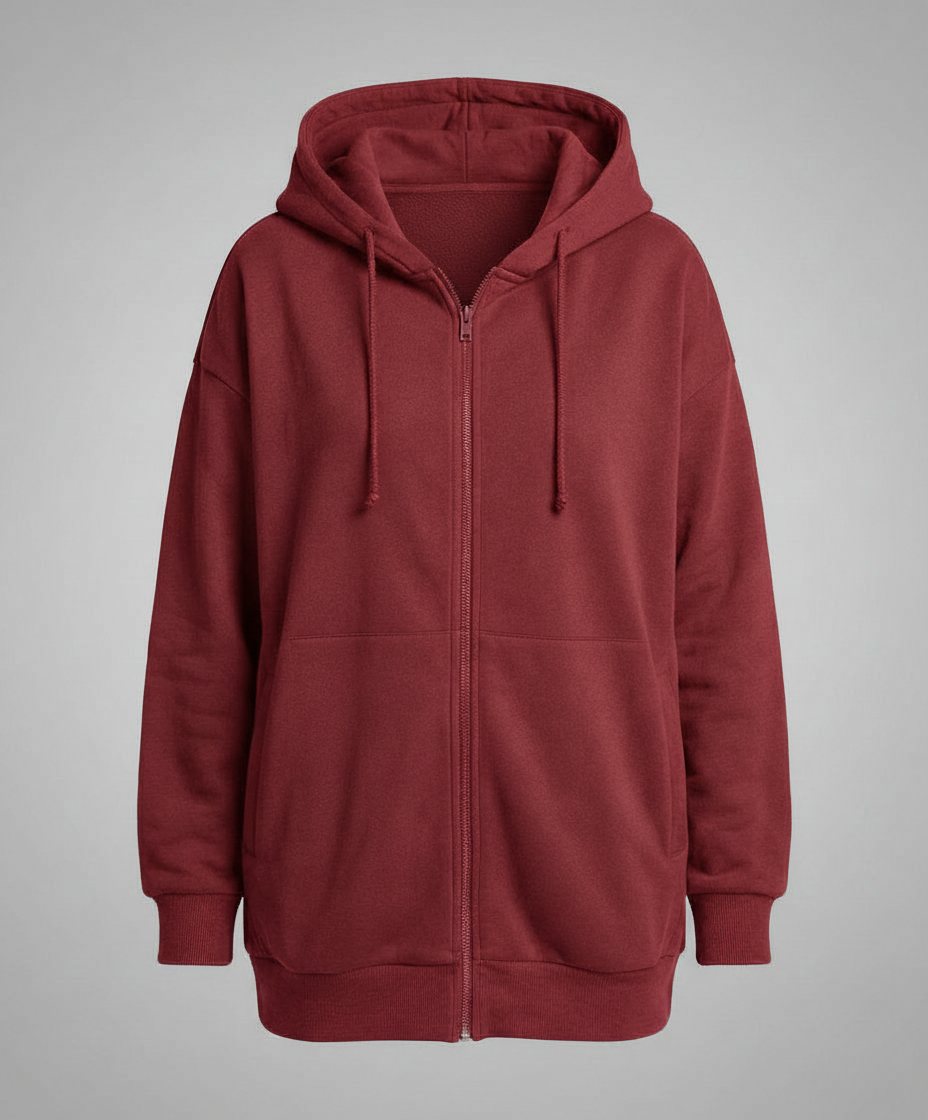 Women's Oversized Zip Hoodie in Red