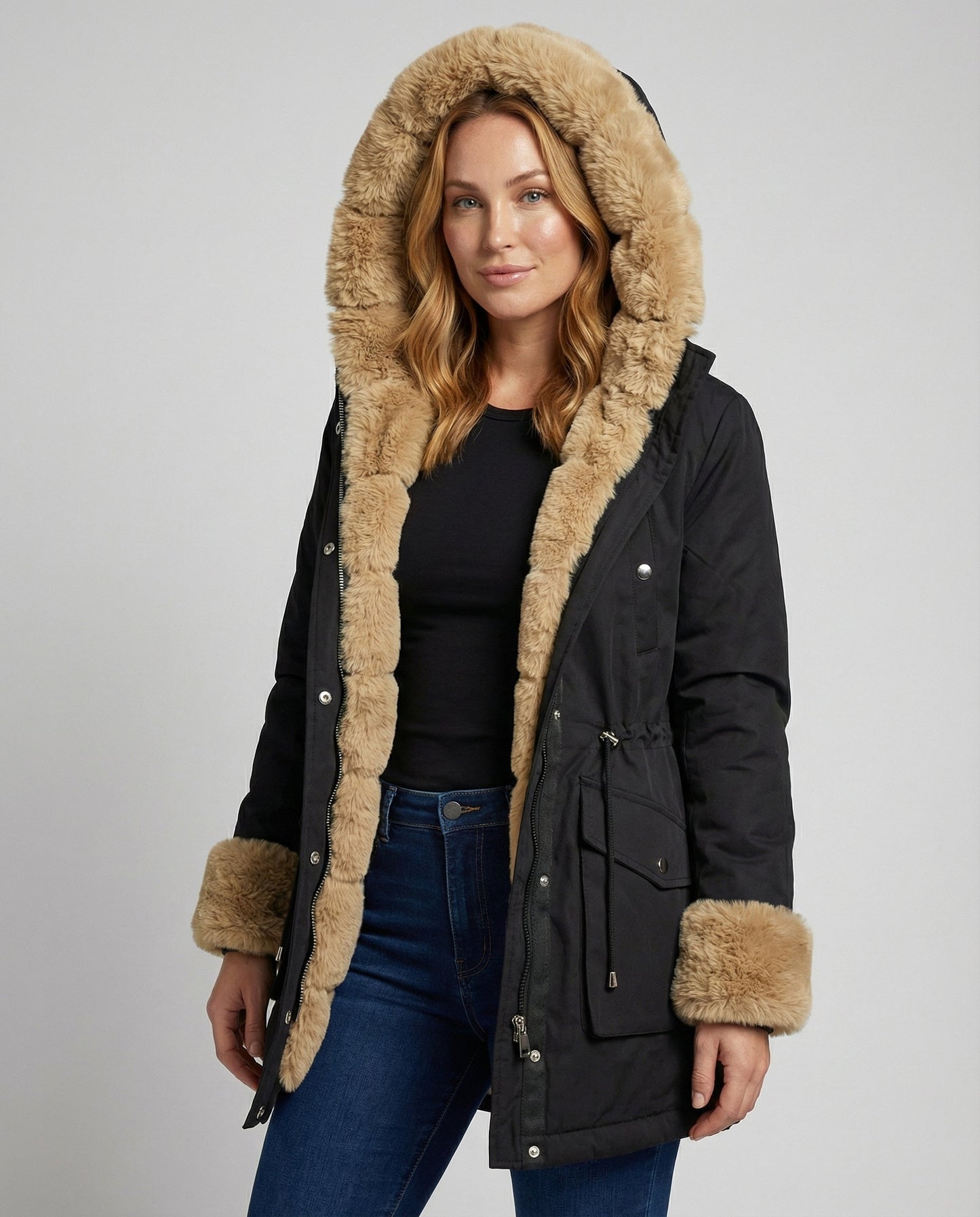 Women's Padded Winter Coat in Black