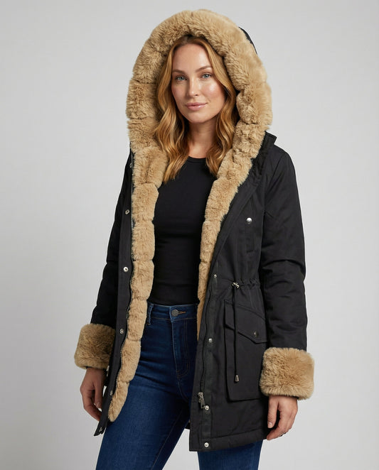 Women's Padded Winter Coat in Black