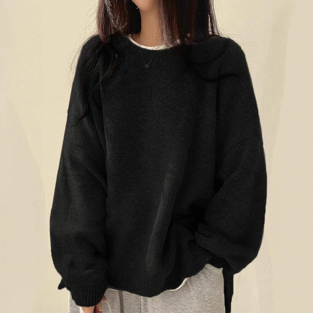 Women's Plush Oversized Sweater in Black