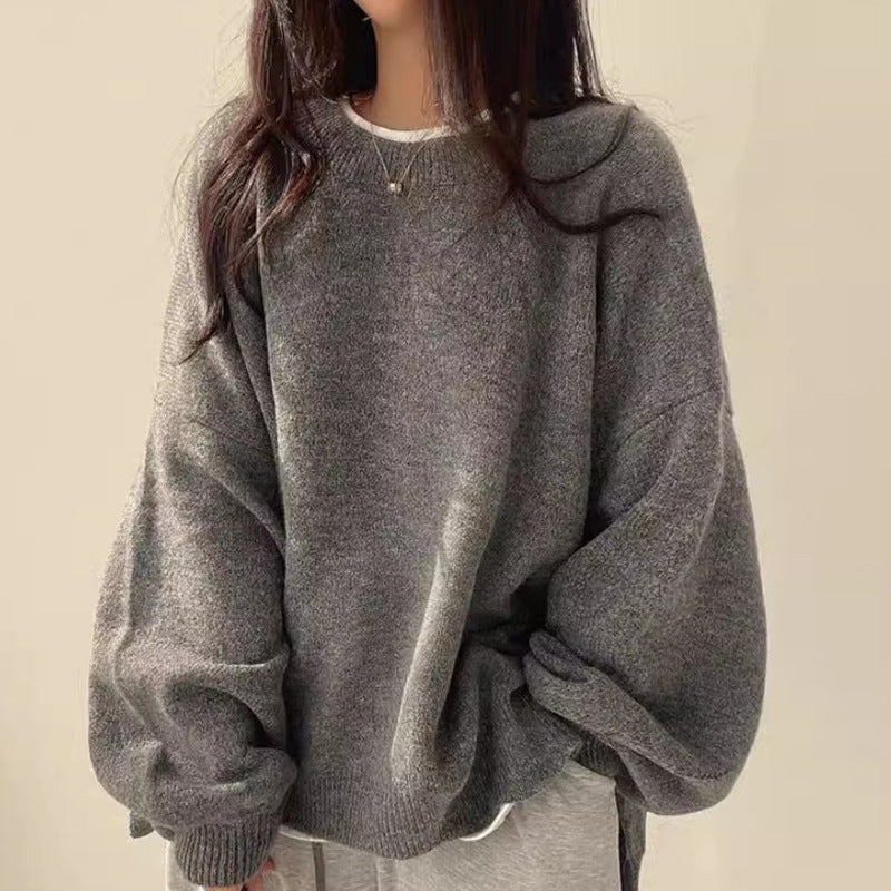 Women's Plush Oversized Sweater in Grey