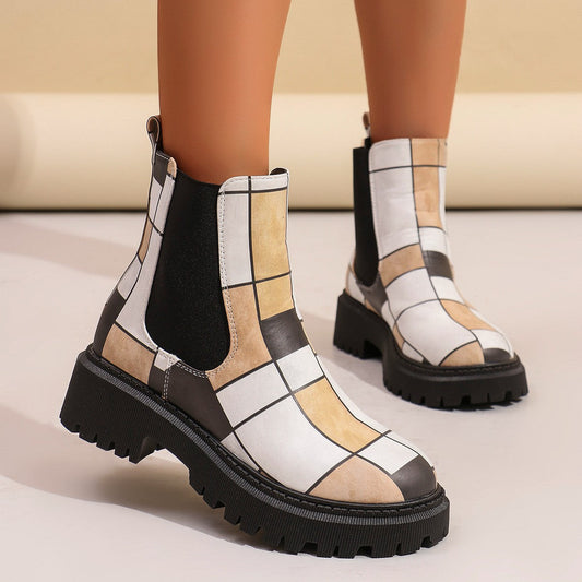 Women's Printed Chunky Chelsea Boots