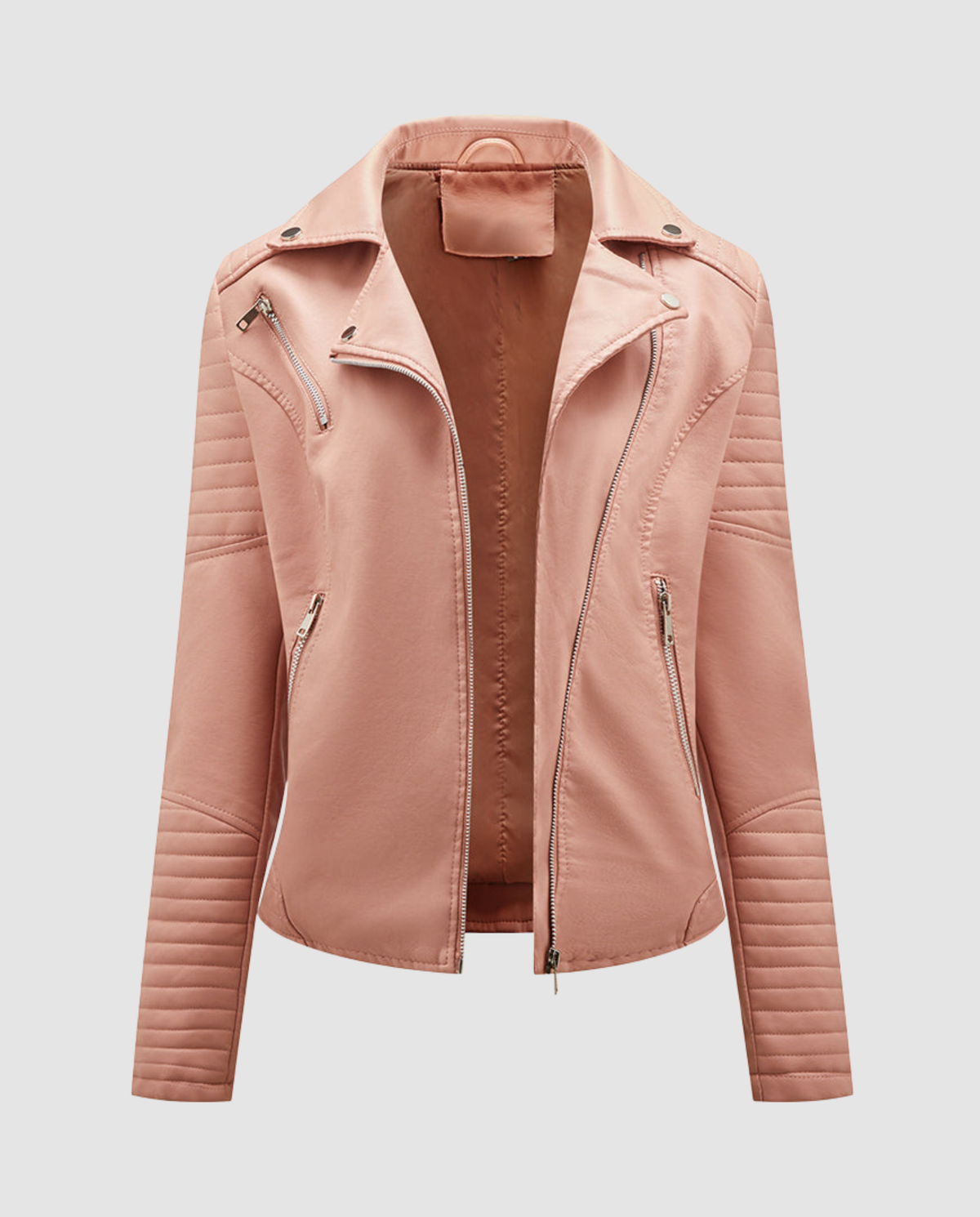 Women's Quilted Biker Jacket in Pink