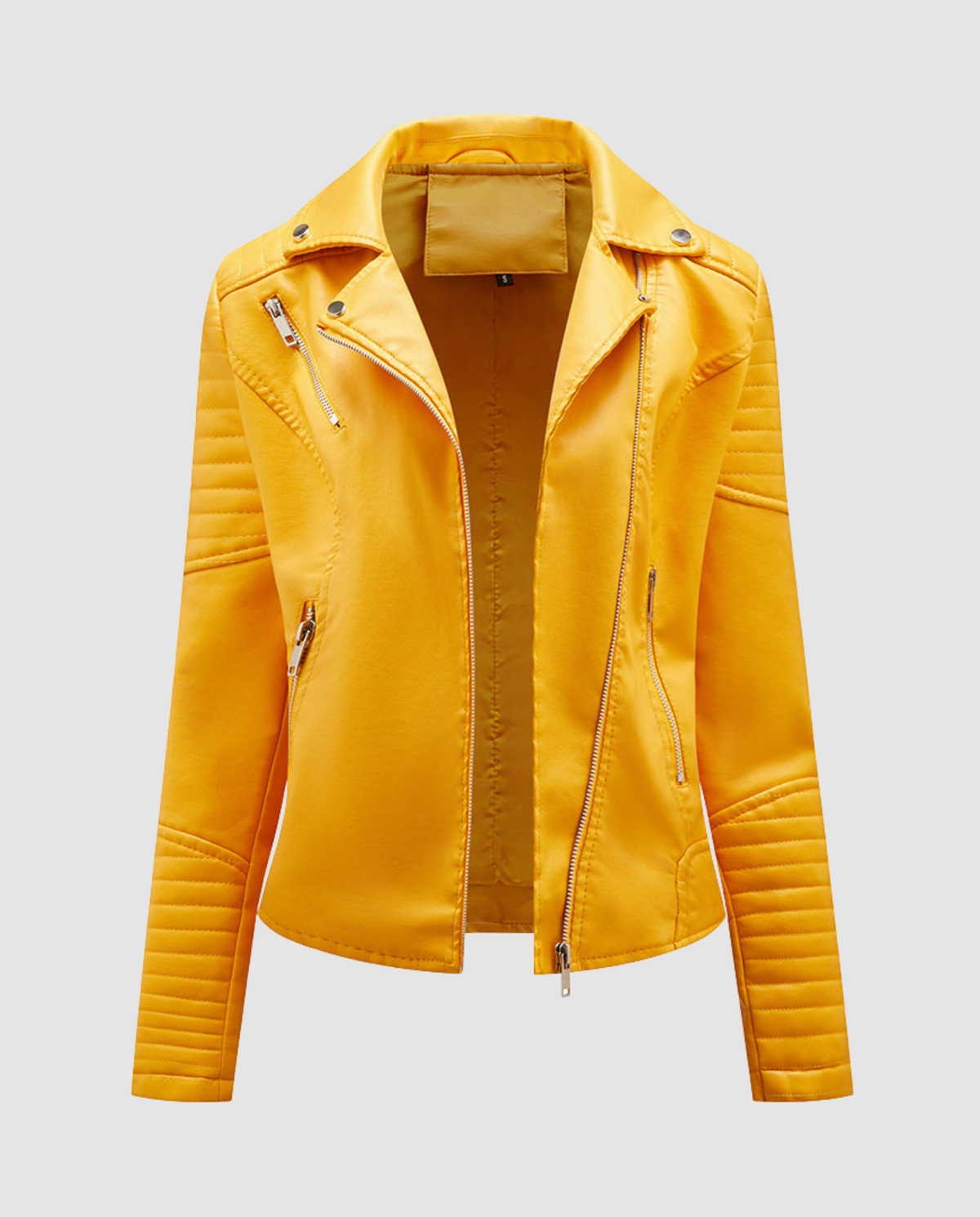Women's Quilted Biker Jacket in Yellow
