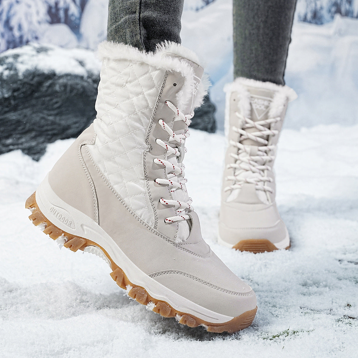 Women's Quilted Lace Up Winter Boots