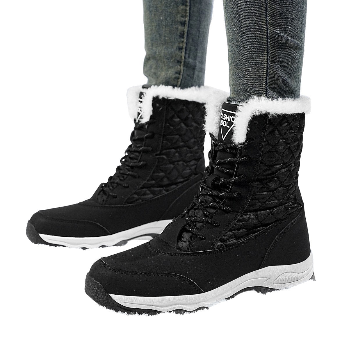 Women's Quilted Lace Up Winter Boots