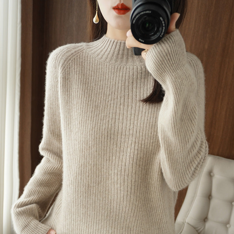 Women's Raglan Sleeve Mock Neck Sweater in Oatmeal