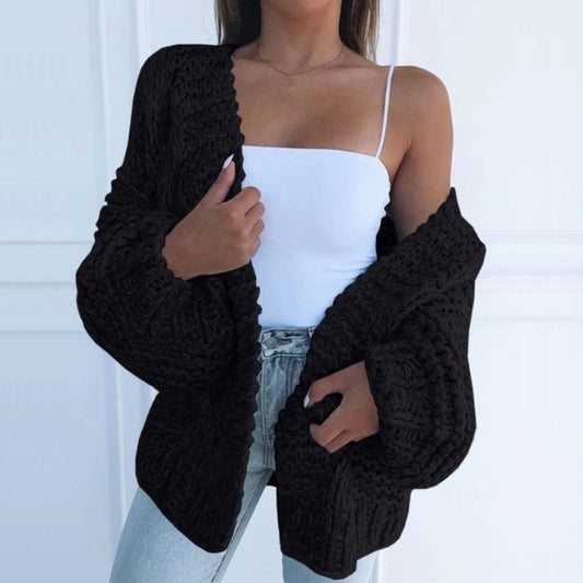 Women's Relaxed Knit Cardigan in Black