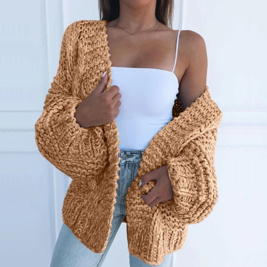 Women's Relaxed Knit Cardigan in Brown