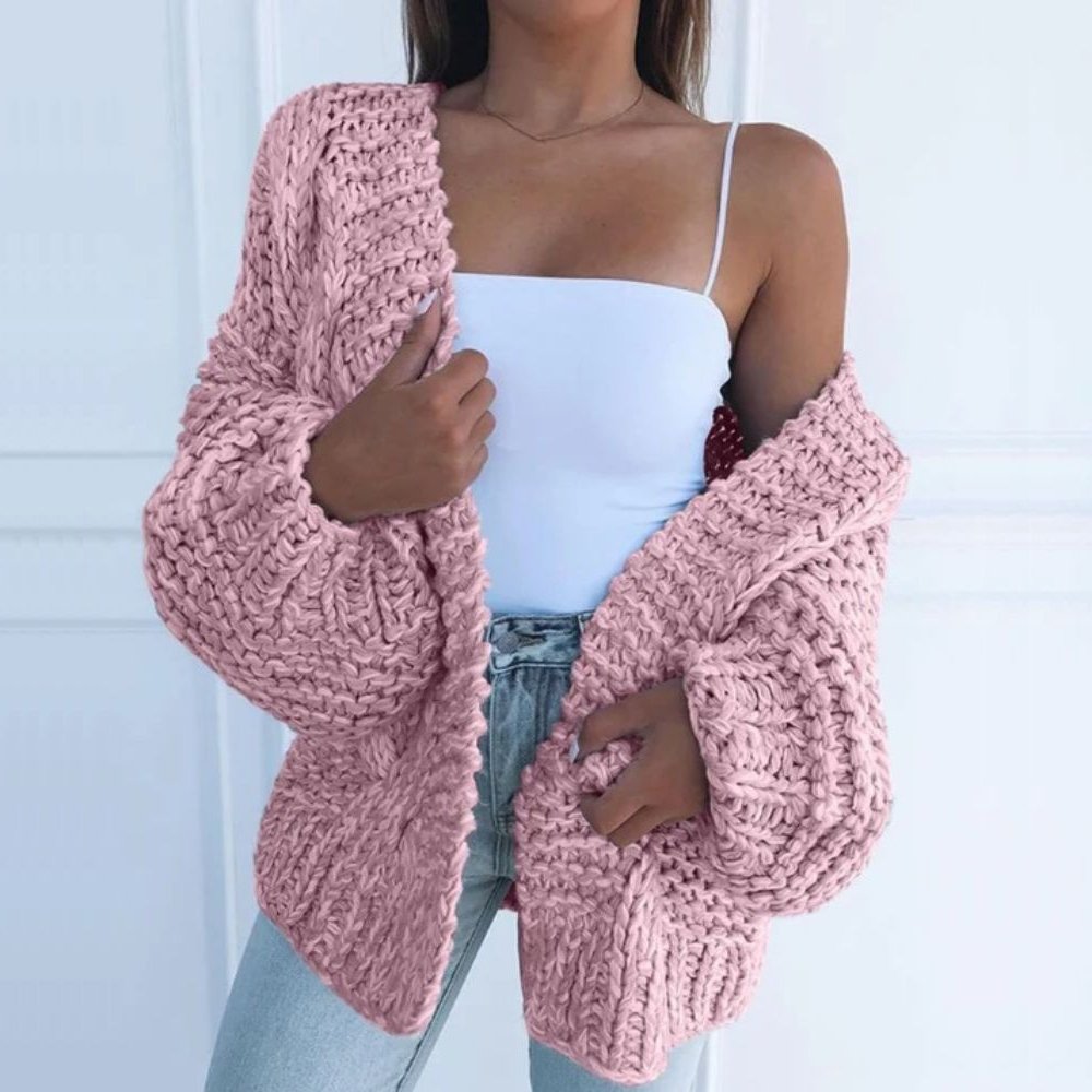 Women's Relaxed Knit Cardigan in Pink