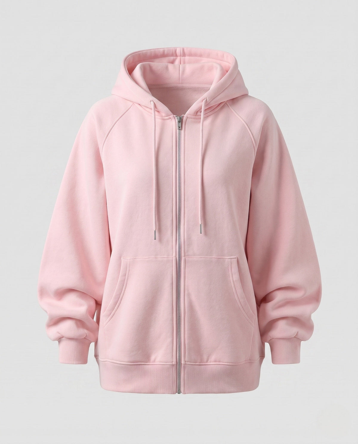 Women's Relaxed Zip Hoodie in Rose Pink