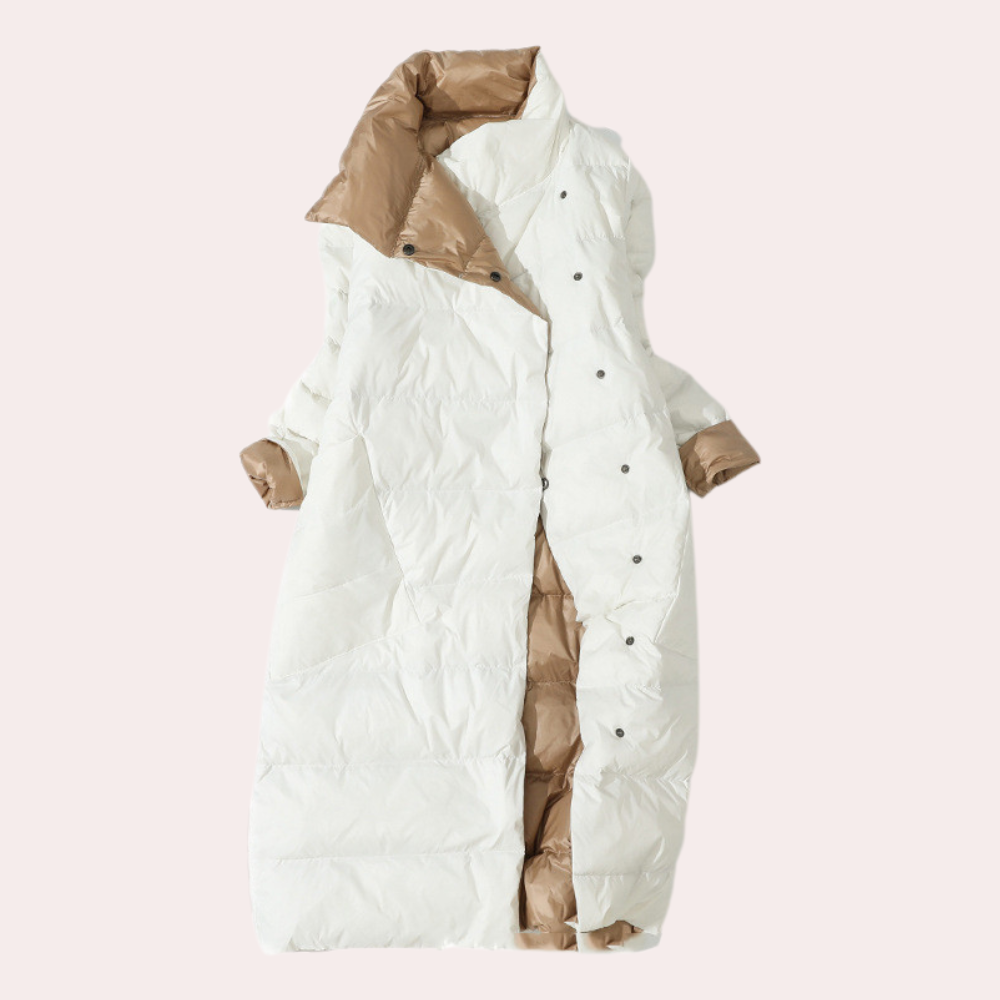 Women's Reversible Long Puffer Winter Jacket in White