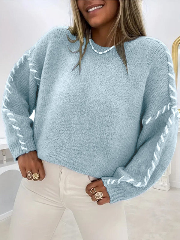 Women's Round Neck Oversized Sweater in Mint Green