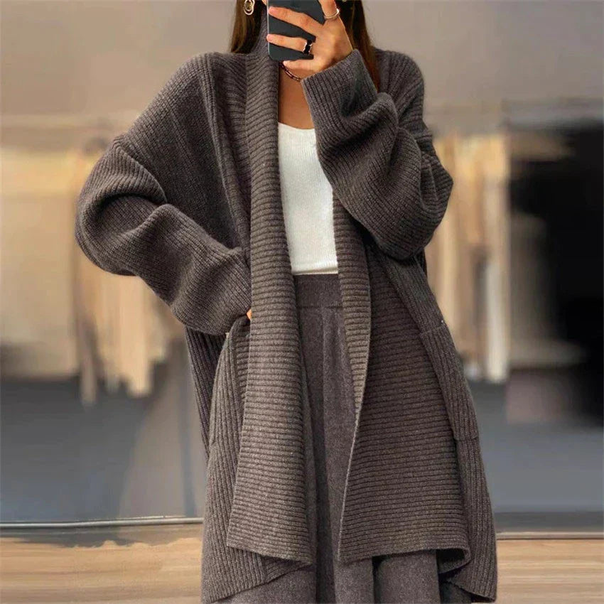 Women's Shawl Collar Cardigan in Coffee