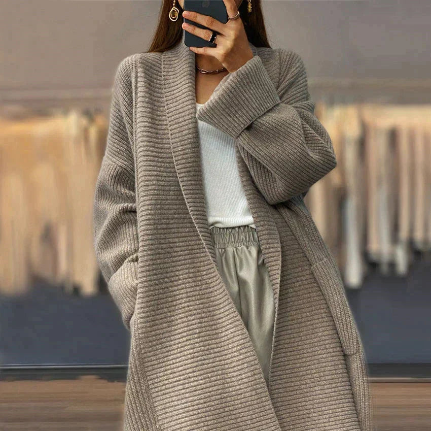 Women's Shawl Collar Cardigan in Khaki