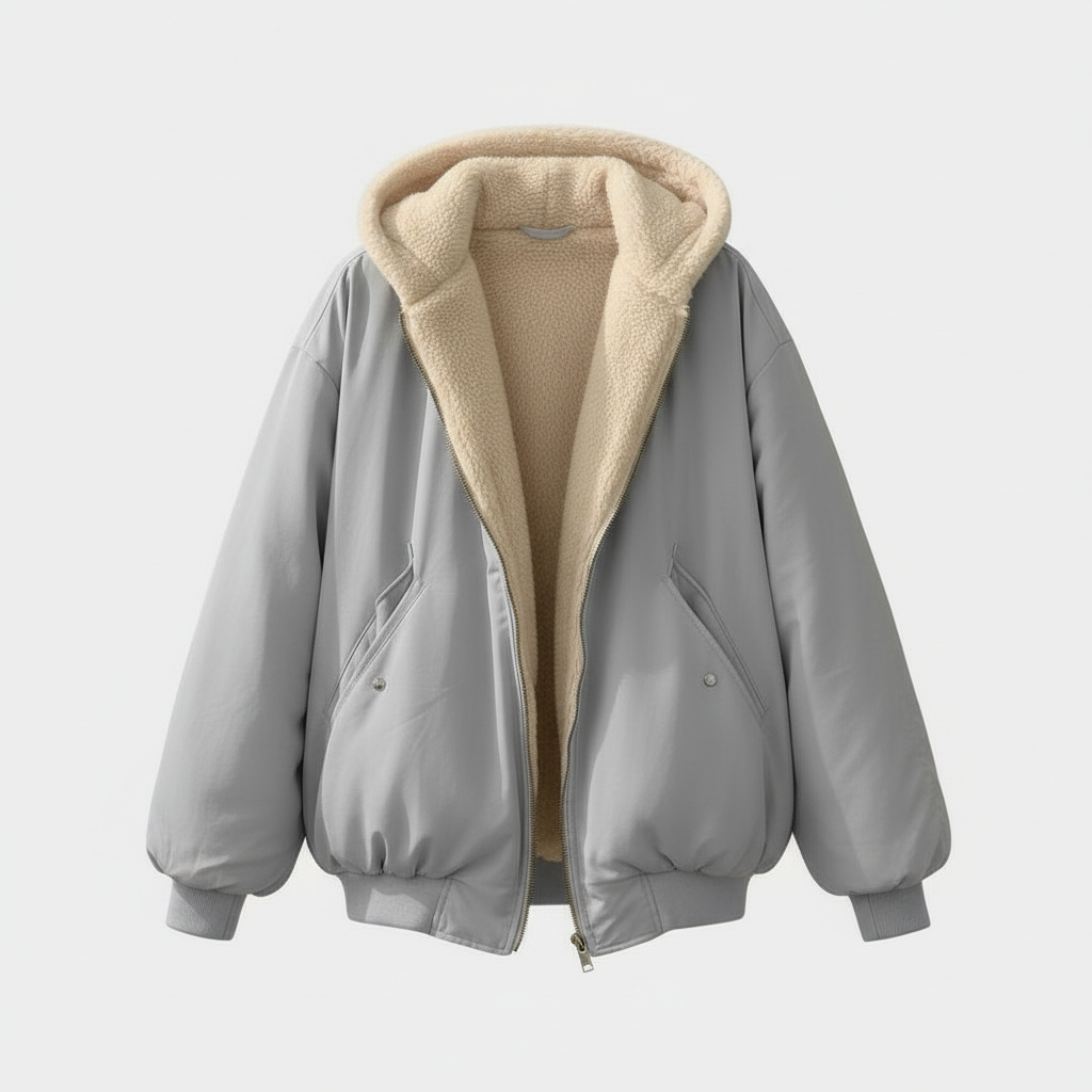 Women's Sherpa Hood Bomber Winter Jacket