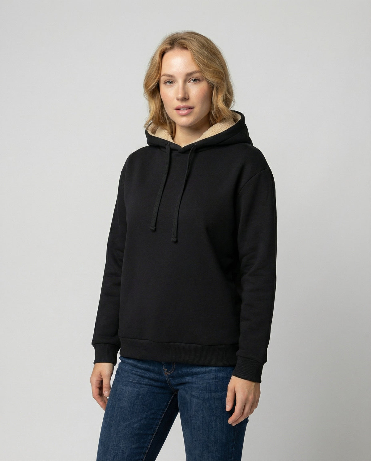Women's Sherpa Lined Hoodie in Black