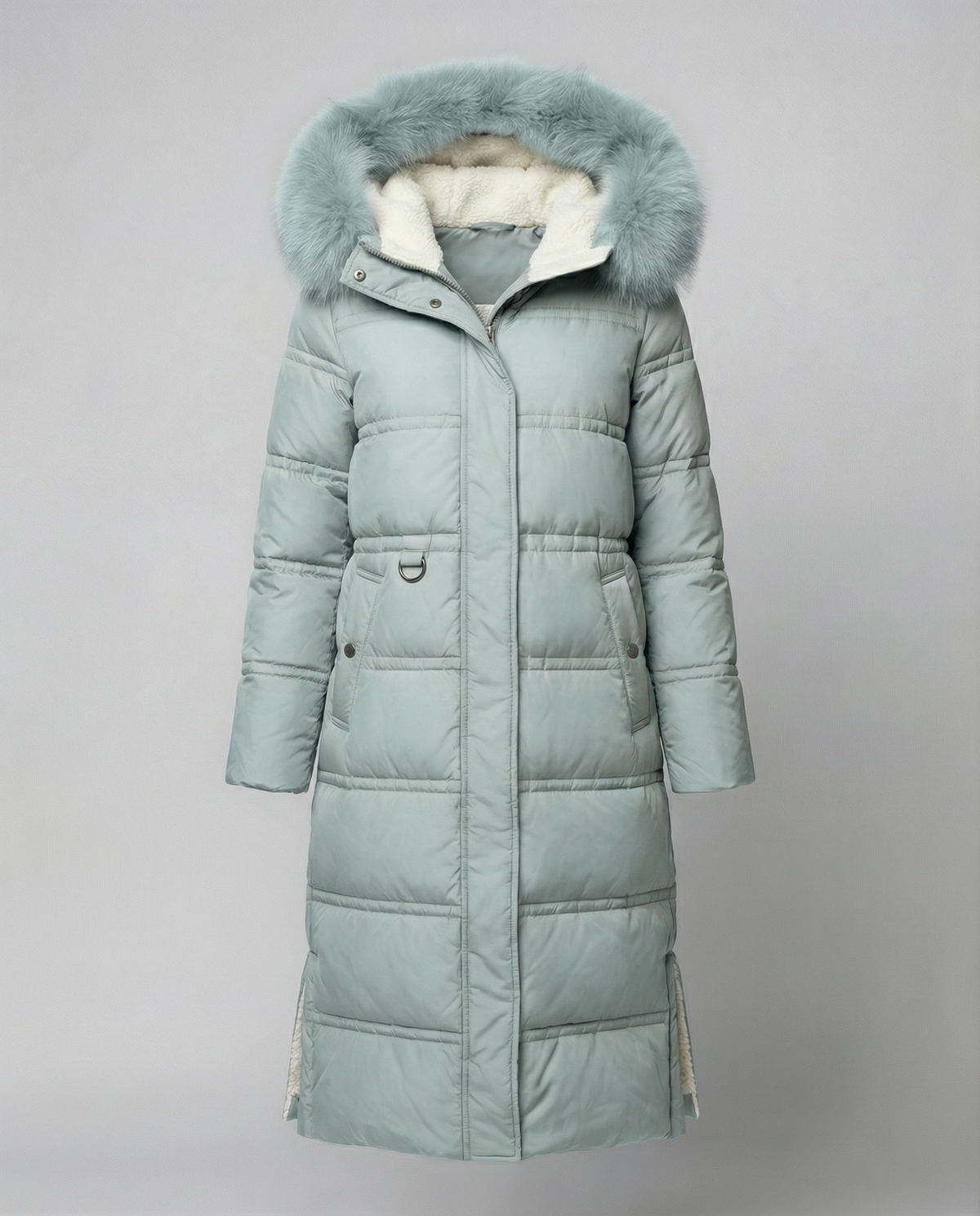 Women's Sherpa Lined Padded Coat in Light Blue