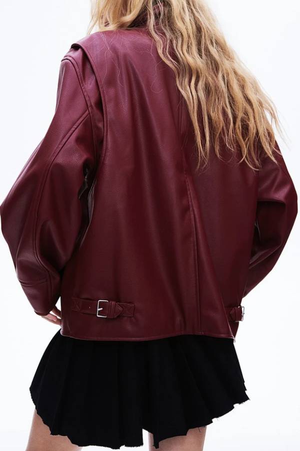 Women's Shirt Style Faux Leather Jacket