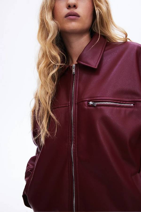Women's Shirt Style Faux Leather Jacket