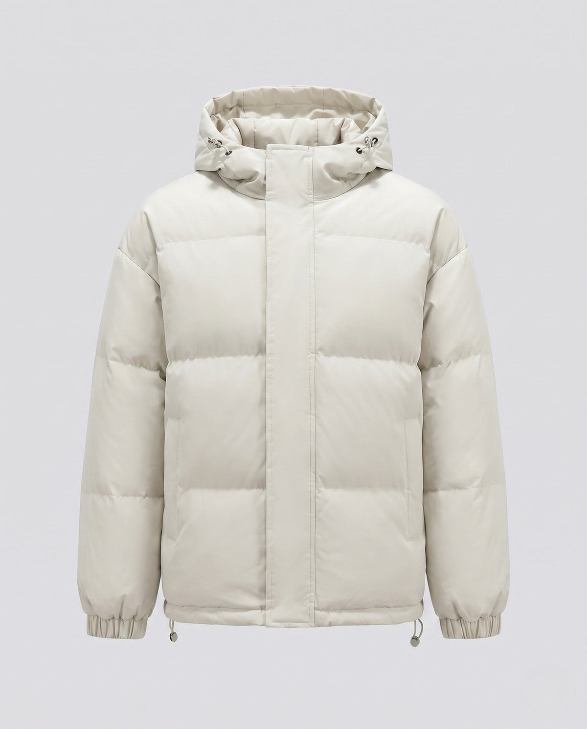 Women's Short Hooded Puffer Winter Jacket in Cream