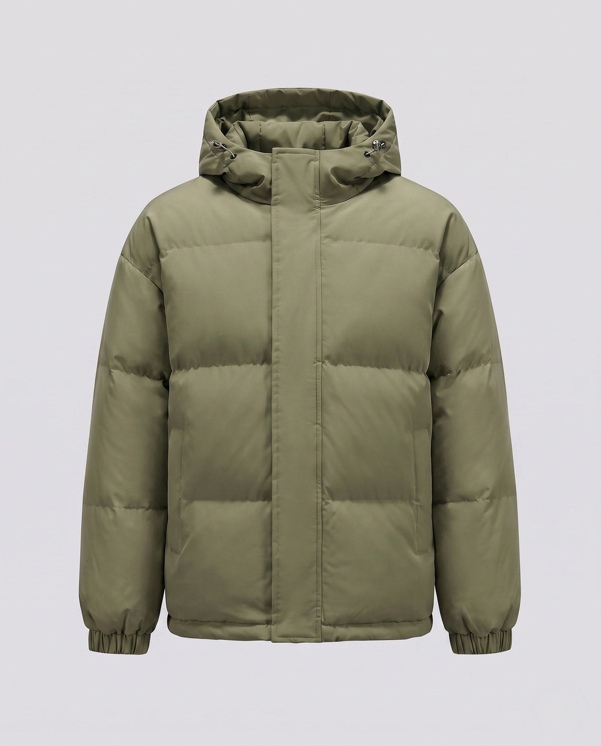 Women's Short Hooded Puffer Winter Jacket in Olive Green