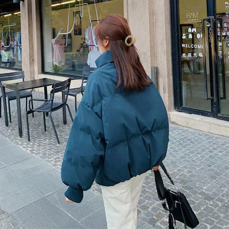 Women's Short Puffer Winter Jacket in Teal