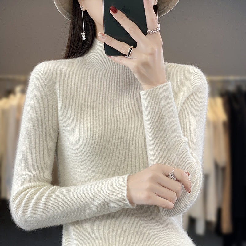 Women's Soft Brushed Mock Neck Sweater in Ivory
