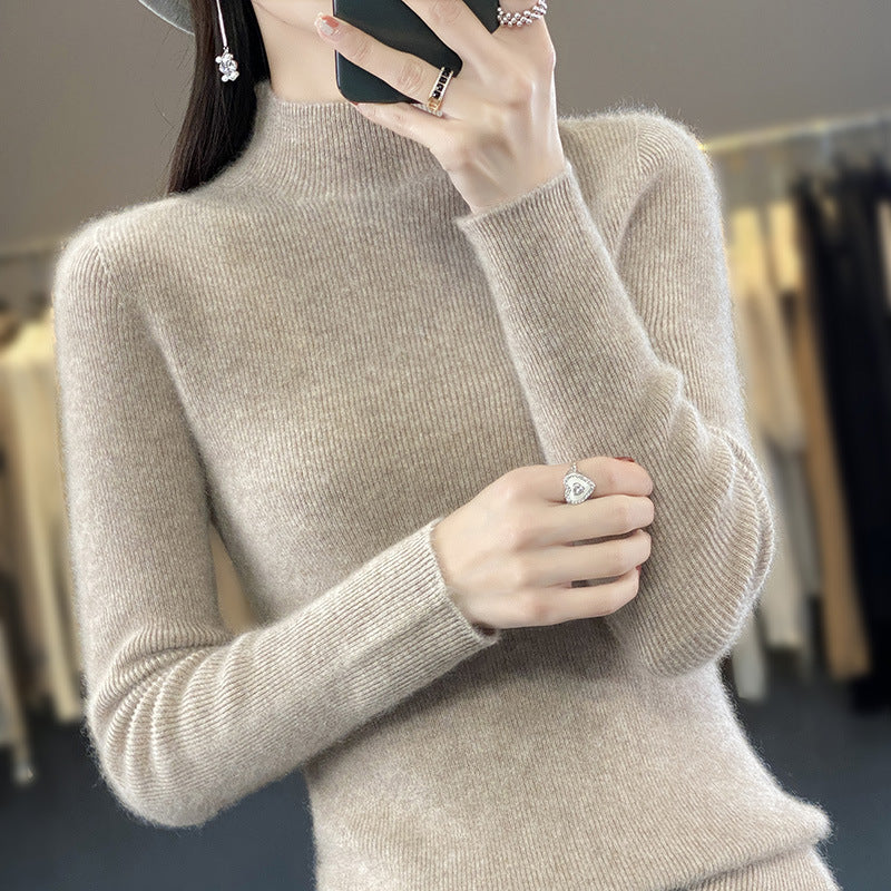 Women's Soft Brushed Mock Neck Sweater in Oatmeal