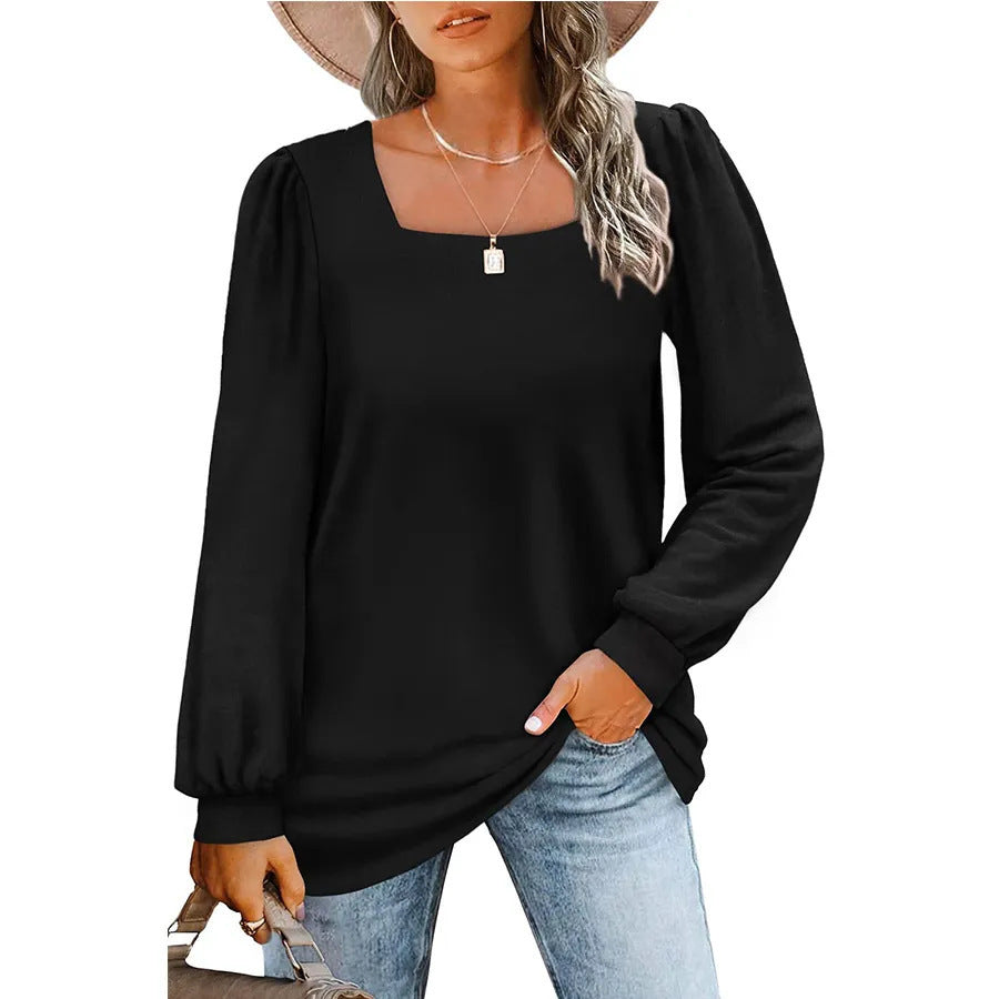 Women's Square Neck Knit Top in Black