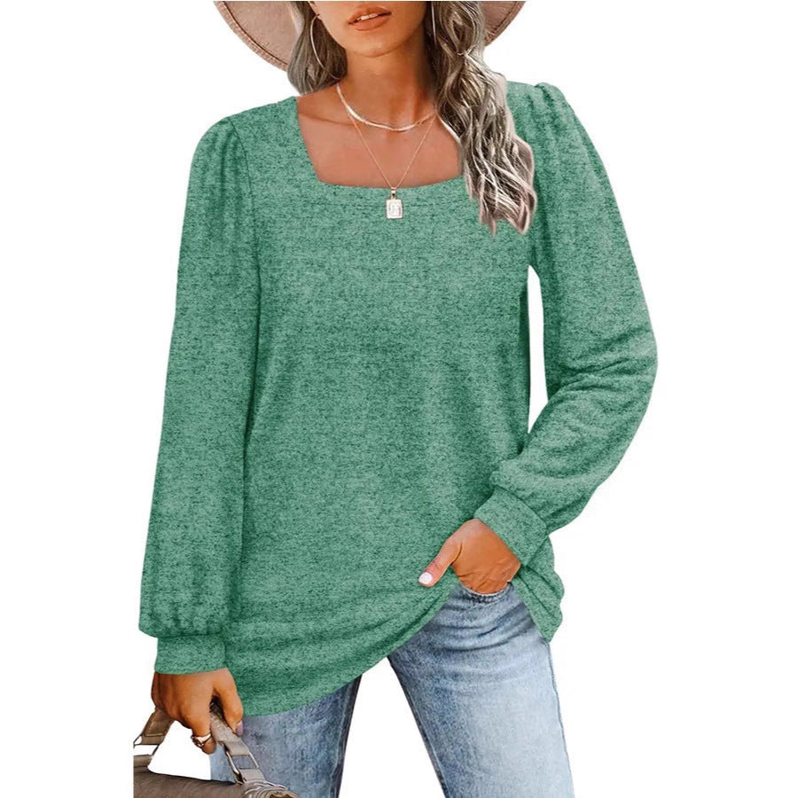 Women's Square Neck Knit Top in Sage Green