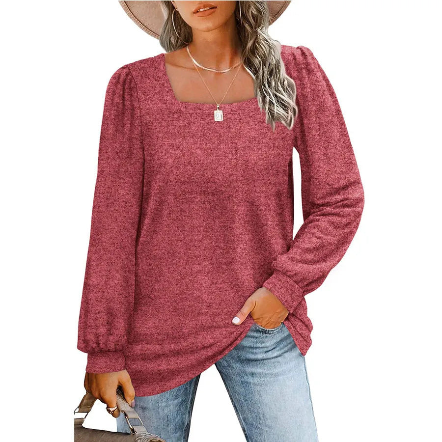 Women's Square Neck Knit Top in Wine