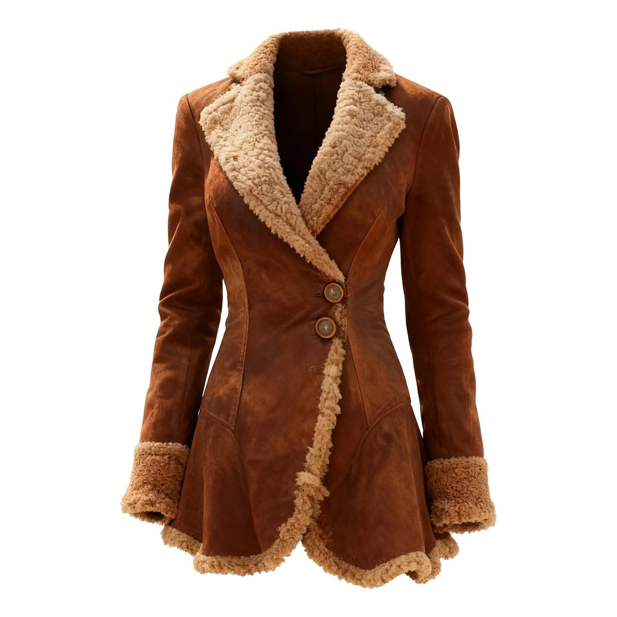 Women's Tailored Flared Coat in Tan